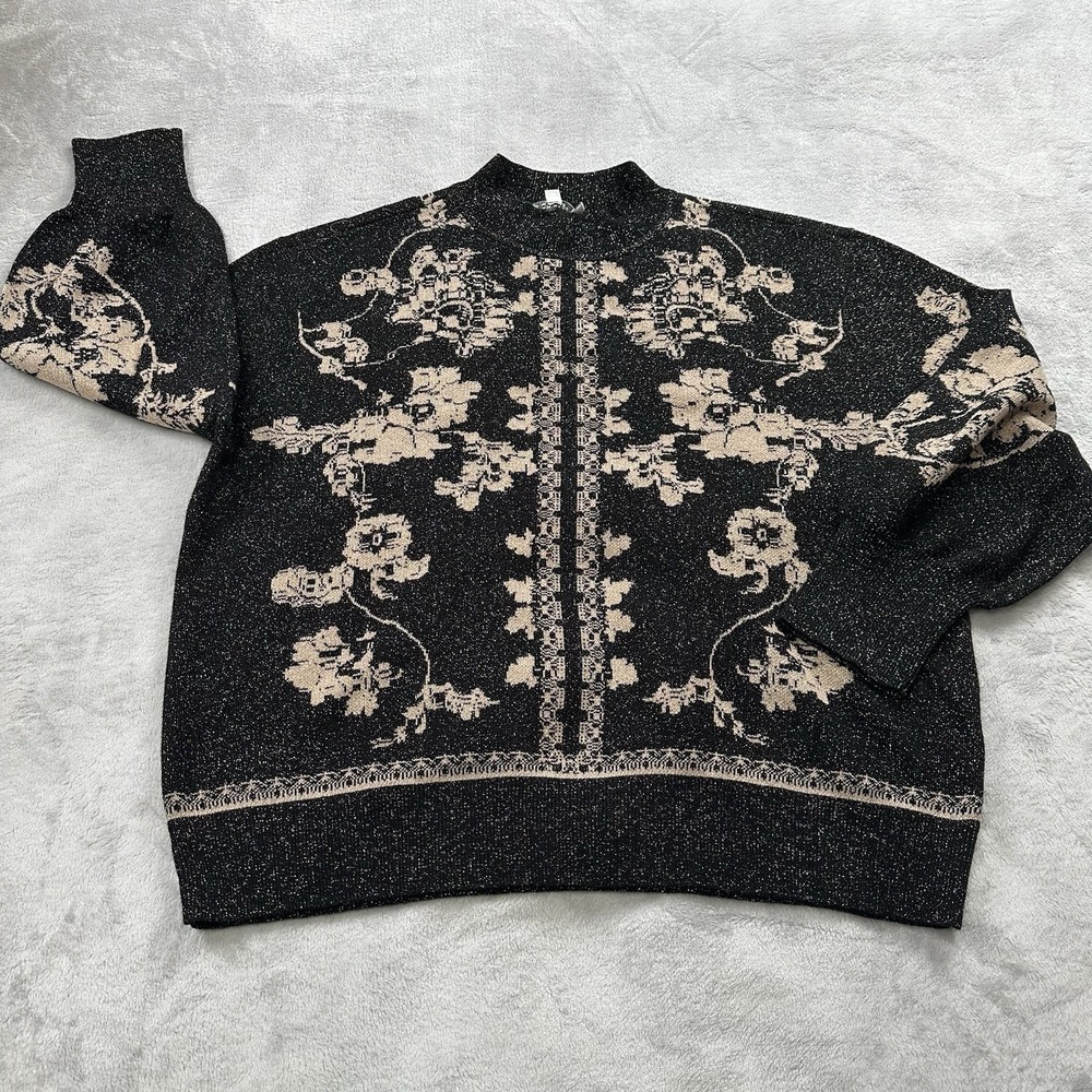 Chicos‎ Sweater Women's Plus Size 4 (22W) Black Gold Metallic Sparkle Pullover
